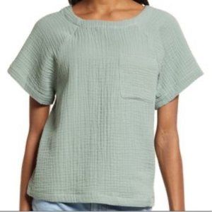 Madewell Light Green Textured Blouse